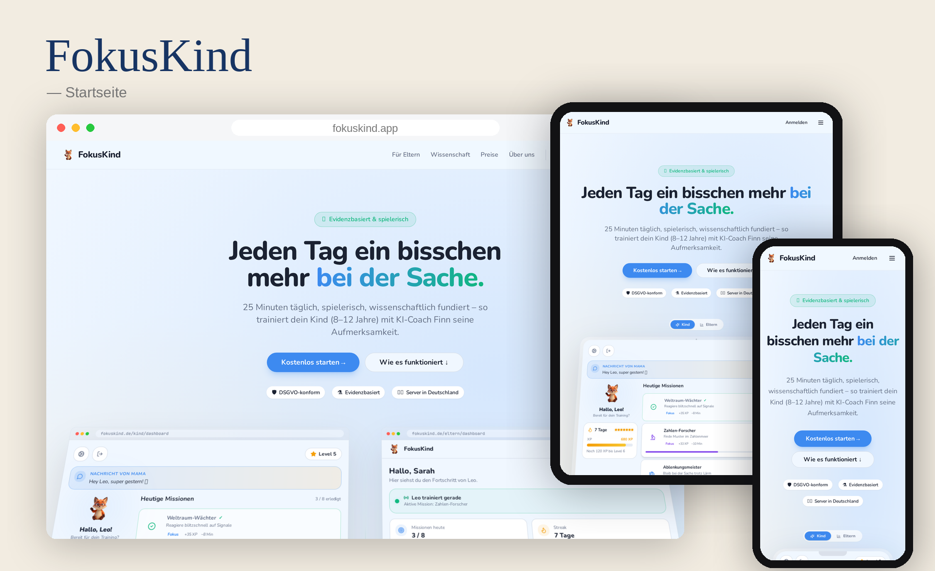 Vorschau der Website Fokuskind